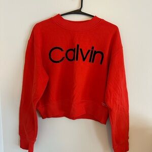 Calvin Red Crop Sweatshirt